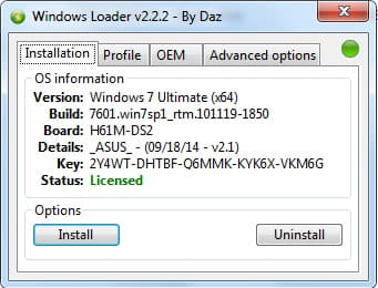 Windows Loader v2.2.2 - by Daz
