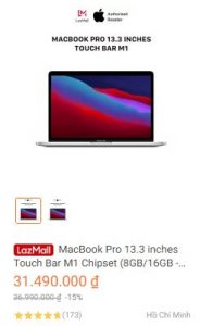 MacBook Pro 13.3 inches Touch Bar M1 Chipset 8GB 16GB