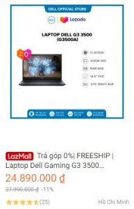 Trả góp 0% FREESHIP Laptop Dell Gaming G3 3500