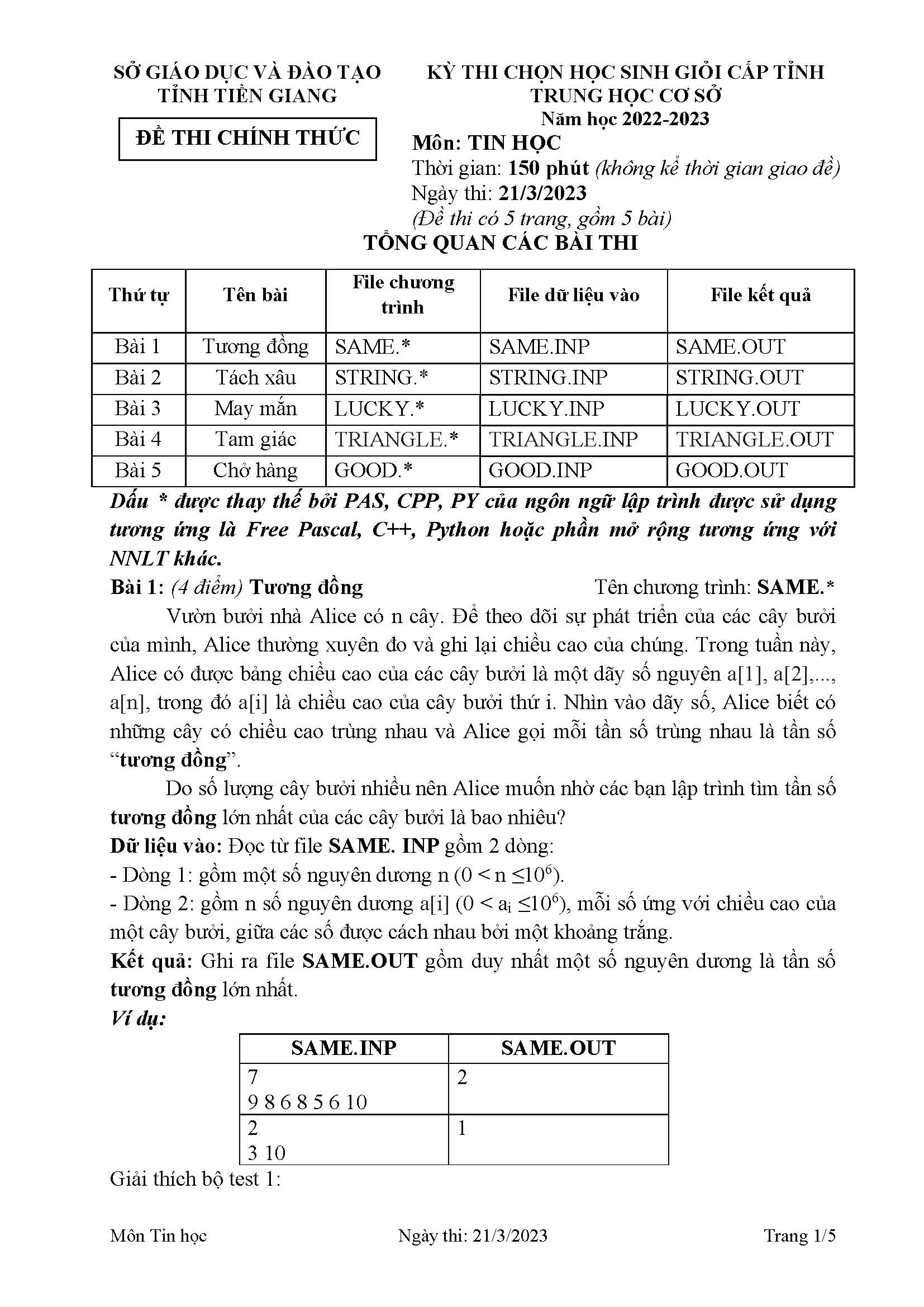 75 Đề thi HSG Tin học THCS Python cấp Tỉnh có Đáp Án 2026-2027