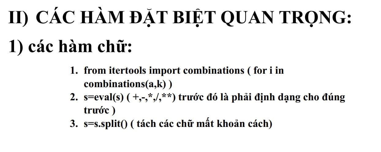 Các hàm quan trọng ôn thi vào Chuyên Tin 1