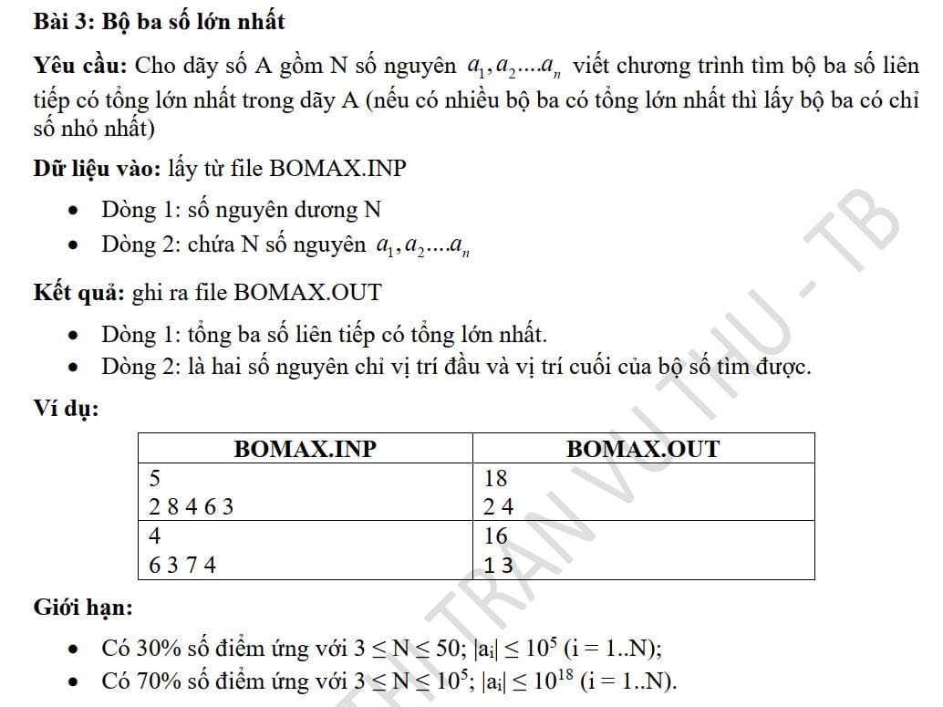 3 giải bài bộ 3 lớn nhất đề thi học sinh giỏi tin học THCS