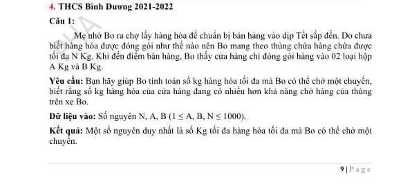 4 Đề Thi HSG Tin Học Lớp 9 Tỉnh Bình Dương