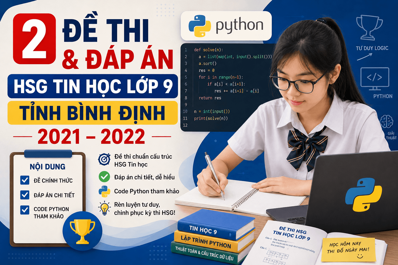 2 Đề Thi & Đáp Án HSG Tin Học Lớp 9 Tỉnh Bình Định 2021 – 2022